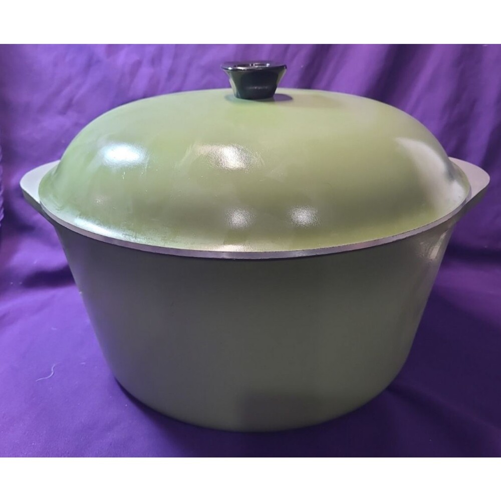 Vintage Club Dutch Oven Avocado Green 11” X 5-1/2" Deep Aluminum Stock Pot & Lid